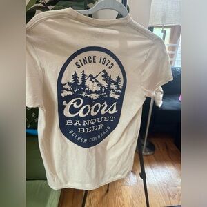 New Coors Banquet Beer Golden Colorado Since 1873 Mens Sand Cotton Tee Size S